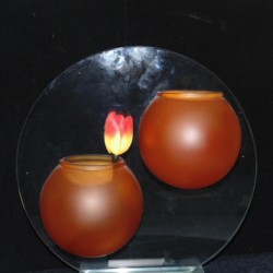 VASO C/FIORI A BOLLA/ARANCIO